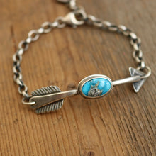 Load image into Gallery viewer, Sterling silver Arrow + Sierra Bella Turquoise Bracelet