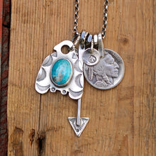 Load image into Gallery viewer, Sierra Bella Turquoise Thunderbird + Arrow Pendant Reworked Necklace