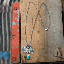 Load image into Gallery viewer, Nacozari turquoise Thunderbird Pendant + Sterling Bar Pendant Reworked Necklace