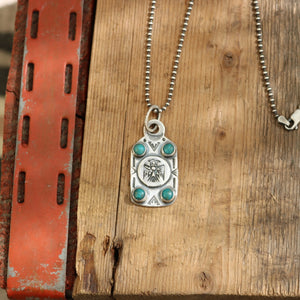 Thunderbird + Cloud Mountain Turquoise Dog Tag Necklace
