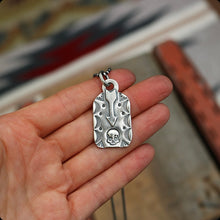 Load image into Gallery viewer, Sterling Silver Arrow + Skull Dog Tag Necklace