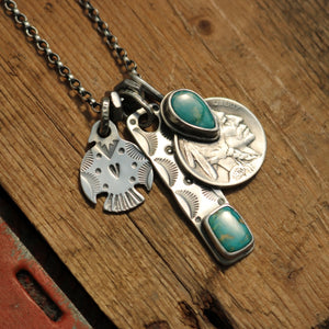 Royston turquoise  + 1920 Nickel Reworked Necklace