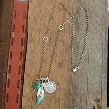 Load image into Gallery viewer, Sonoran Mountain Turquoise Pendant + Sierra Bella Turquoise Feather Pendant Reworked Necklace