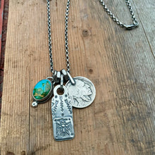Load image into Gallery viewer, Sonoran Mountain turquoise Pendant + Thunderbird Bar Pendant Reworked Necklace