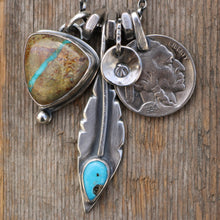 Load image into Gallery viewer, Royston Ribbon Turquoise Pendant + Sierra Bella Feather Reworked Necklace