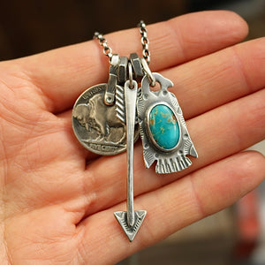 Bandits Mine turquoise Thunderbird + Arrow Reworked Necklace