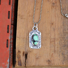 Load image into Gallery viewer, Rose Emerald Variscite Sterling Silver Dog Tag Necklace