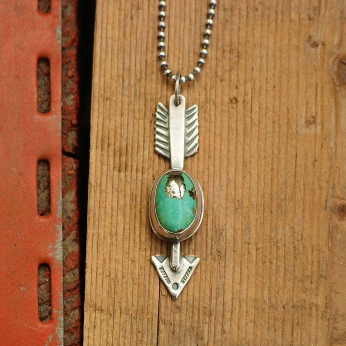 Sterling Silver + Nacozari Turquoise with Pyrite Arrow Necklace
