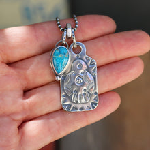 Load image into Gallery viewer, Sterling Silver Thunderbird Dog Tag + Sierra Bella turquoise Necklace