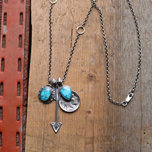 Load image into Gallery viewer, Blue Bird turquoise Pendant + Nickel Reworked Necklace