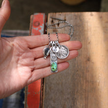 Load image into Gallery viewer, Sonoran Mountain turquoise Bar Pendant + White Buffalo Pendant Reworked Necklace