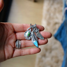 Load image into Gallery viewer, VINTAGE 70s California State pendant + Feather Reworked Necklace