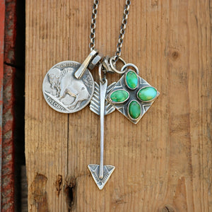 Sonoran Mountain turquoise Pendant + Buffalo Nickel Reworked Necklace