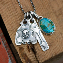 Load image into Gallery viewer, Sonoran Mountain turquoise Pendant + Thunderbird Pendant Reworked Necklace