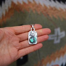 Load image into Gallery viewer, Rose Emerald Variscite + Sterling Silver Skull Dog Tag Necklace