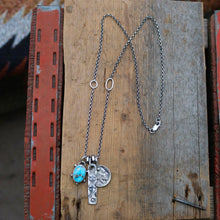 Load image into Gallery viewer, Blue Bird turquoise Pendant + Bar Pendant Reworked Necklace