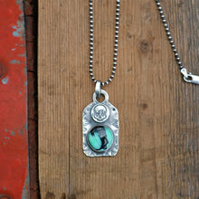 Load image into Gallery viewer, Rose Emerald Variscite + Sterling Silver Skull Dog Tag Necklace
