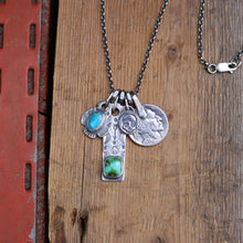 Load image into Gallery viewer, Sonoran mountain turquoise Bar Pendant + Sierra Bella Turquoise Thunderbird Reworked Necklace