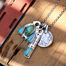 Load image into Gallery viewer, Sonoran Mountain + Sierra Bella Turquoise Thunderbird + Bar Pendant Reworked Necklace