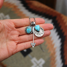 Load image into Gallery viewer, Blue Bird turquoise Pendant + Nickel Reworked Necklace