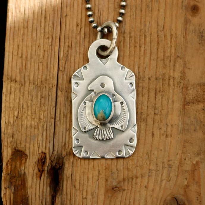 Thunderbird + Nacozari Turquoise Dog Tag Necklace
