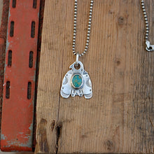 Load image into Gallery viewer, Sterling Silver Thunderbird with Bandits Mine turquoise pendant Necklace