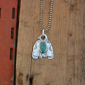 Sterling Silver Thunderbird with Bandits Mine turquoise pendant Necklace