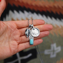 Load image into Gallery viewer, Pilot Mountain turquoise Bar Pendant + White Buffalo Pendant Reworked Necklace
