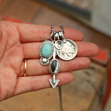 Load image into Gallery viewer, Pilot Mountain Turquoise Pendant + White Buffalo Arrow Pendant Reworked Necklace