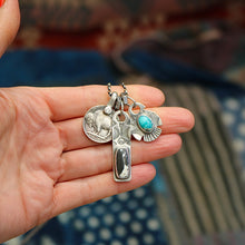 Load image into Gallery viewer, White Buffalo Bar Pendant + Sierra Bella Turquoise Thunderbird Reworked Necklace