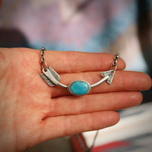 Load image into Gallery viewer, Sterling Silver + Nacozari Turquoise Arrow Necklace