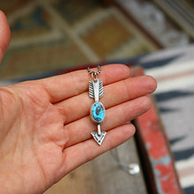 Load image into Gallery viewer, Sterling Silver + Blue Moon Turquoise Arrow Necklace