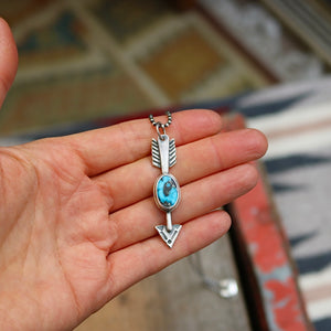 Sterling Silver + Blue Moon Turquoise Arrow Necklace
