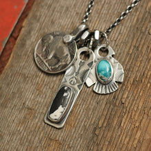 Load image into Gallery viewer, White Buffalo Bar Pendant + Sierra Bella Turquoise Thunderbird Reworked Necklace