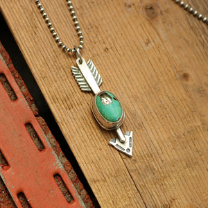 Sterling Silver + Nacozari Turquoise with Pyrite Arrow Necklace