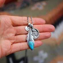 Load image into Gallery viewer, Nacozari Turquoise Feather + Nickel Reworked Necklace