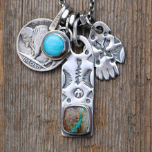Load image into Gallery viewer, Royston Ribbon turquoise Bar Pendant + Thunderbird Reworked Necklace