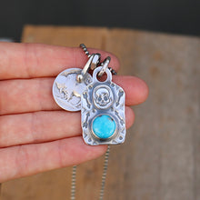 Load image into Gallery viewer, Nacozari Turquoise + Sterling Silver Skull Dog Tag Necklace