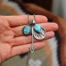 Load image into Gallery viewer, Blue Bird turquoise Pendant + Nickel Reworked Necklace