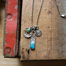 Load image into Gallery viewer, Nacozari turquoise Bar Pendant + Sterling Skull Pendant Reworked Necklace