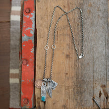 Load image into Gallery viewer, Bandits Mine turquoise bar pendant + thunderbird Reworked Necklace