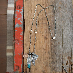 Bandits Mine turquoise bar pendant + thunderbird Reworked Necklace