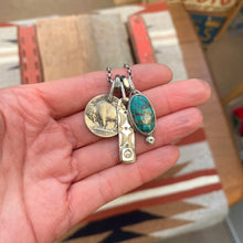 Load image into Gallery viewer, Apache Nugget turquoise Pendant + Buffalo Nickel Reworked Necklace