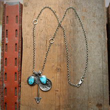 Load image into Gallery viewer, Blue Bird turquoise Pendant + Nickel Reworked Necklace