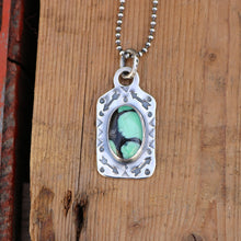 Load image into Gallery viewer, Rose Emerald Variscite Sterling Silver Dog Tag Necklace