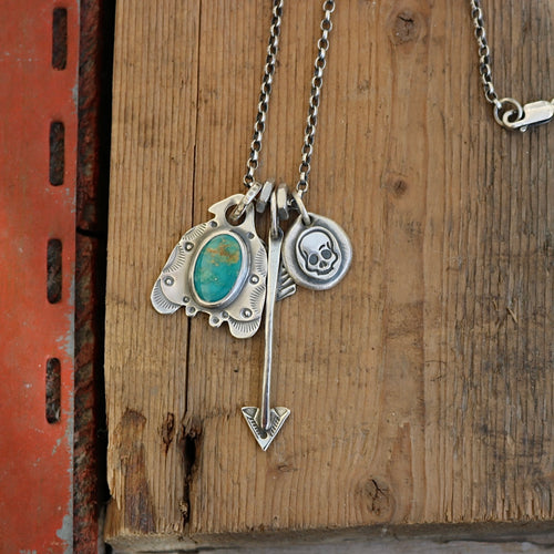 Royston turquoise Thunderbird + Arrow Reworked Necklace