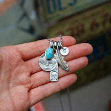 Load image into Gallery viewer, Nacozari turquoise + Buffalo Nickel with Bar Pendant Reworked Necklace