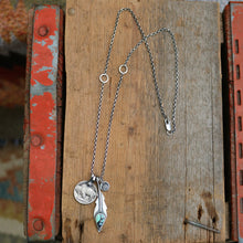 Load image into Gallery viewer, Rose Emerald Variscite Feather + Buffalo Nickel Reworked Necklace