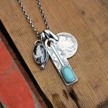 Load image into Gallery viewer, Pilot Mountain turquoise Bar Pendant + White Buffalo Pendant Reworked Necklace