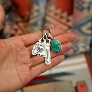 Sonoran Mountain turquoise Pendant + Thunderbird Pendant Reworked Necklace